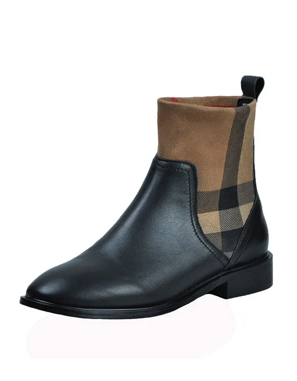 Chelsea Stitching Plaid Fashion Women Boots