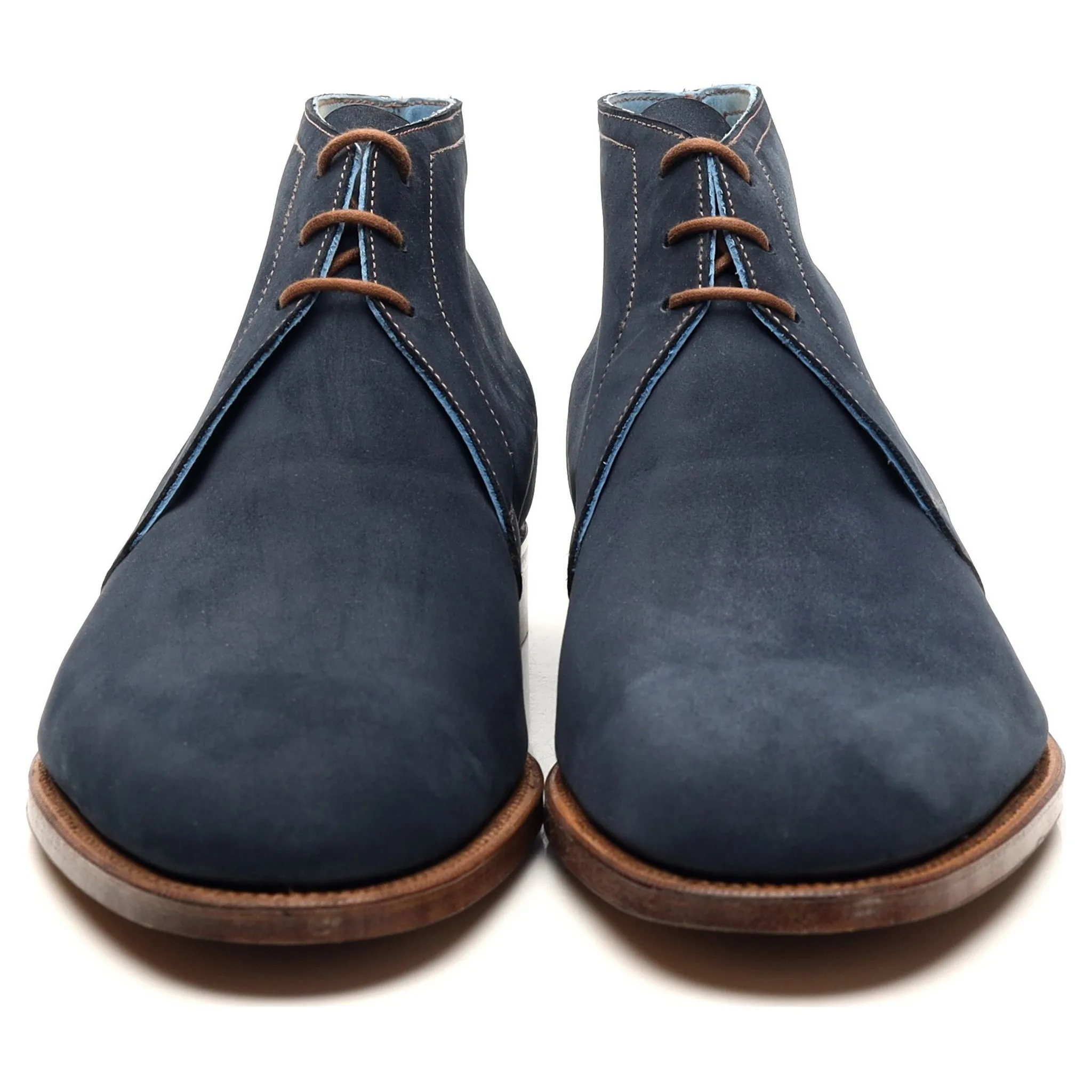 'Cherwell' Navy Blue Nubuck Leather Chukka Boots UK 6 E