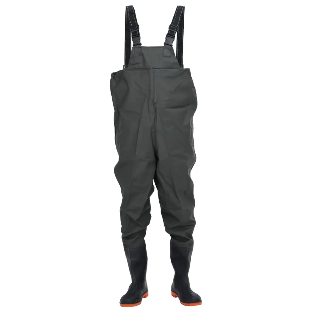 Chest Waders with Boots Dark Green Size 42