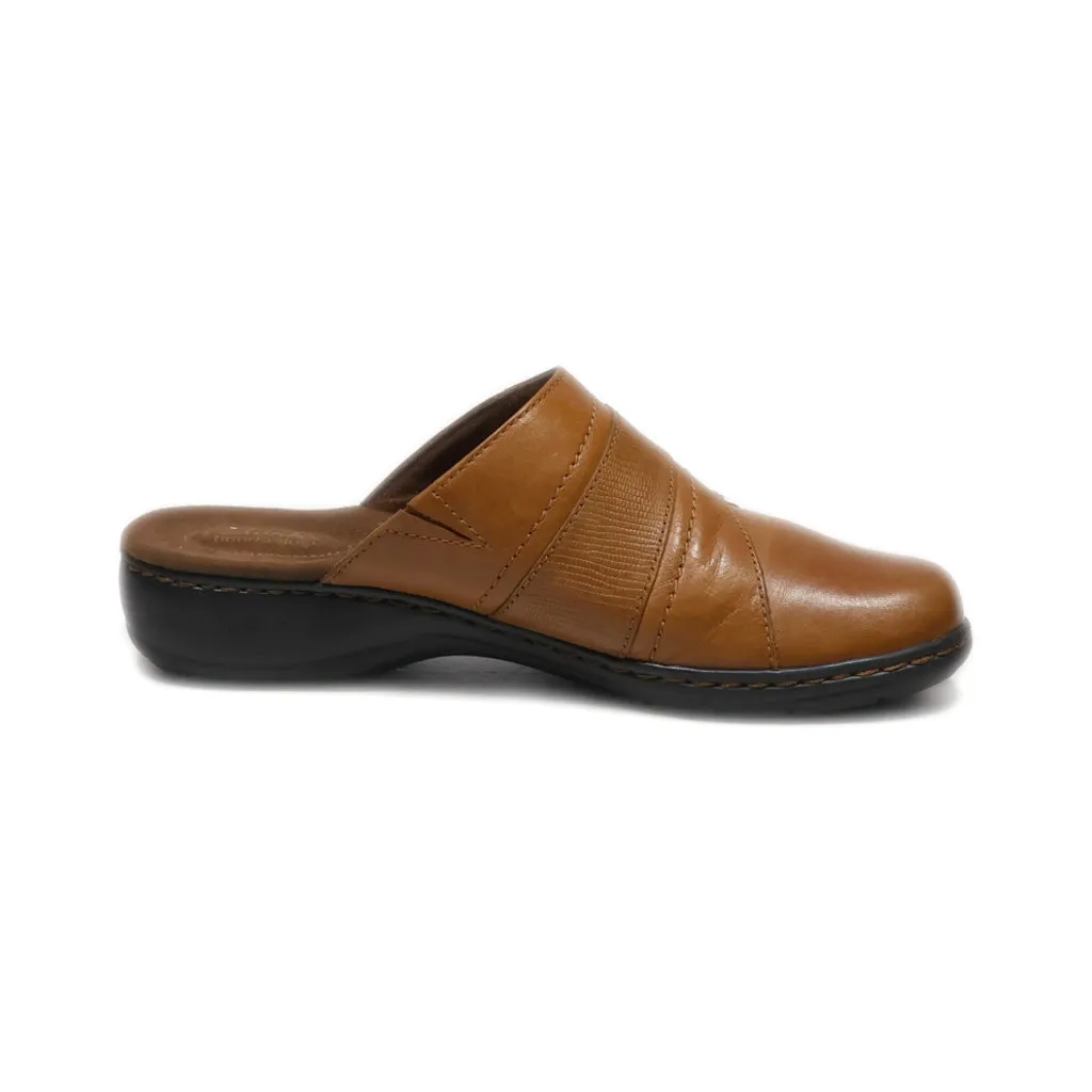 Clarks Bendables Mules Leather Brown Colour For Women