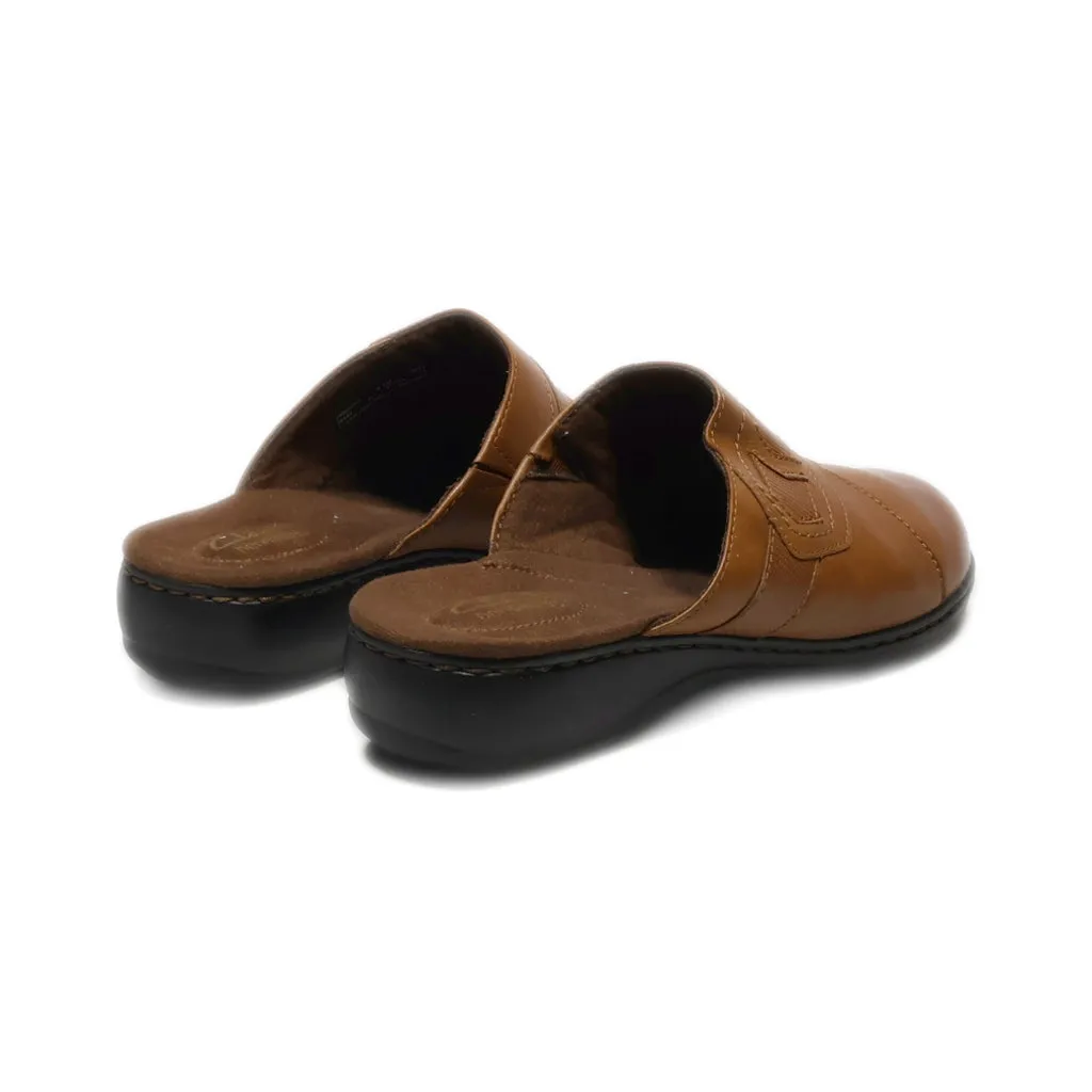 Clarks Bendables Mules Leather Brown Colour For Women