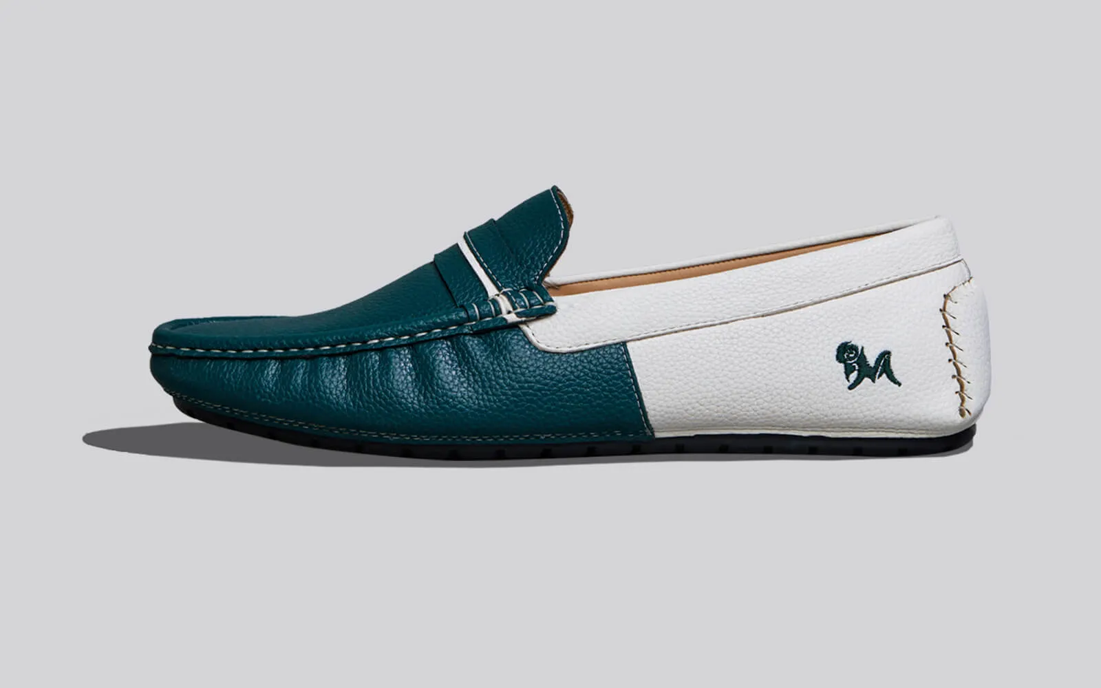 Color Block Loafers : White-Green