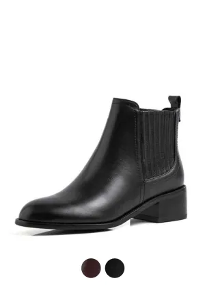 Cuarez Women's Round Toe Everyday Genuine Leather Chelsea Black Boots