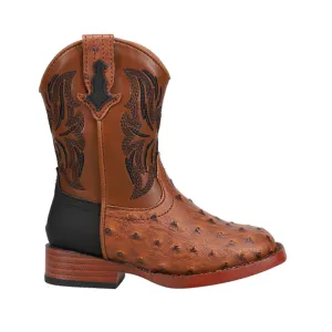 Dalton Printed Ostrich Square Toe Cowboy Boots (Toddler)