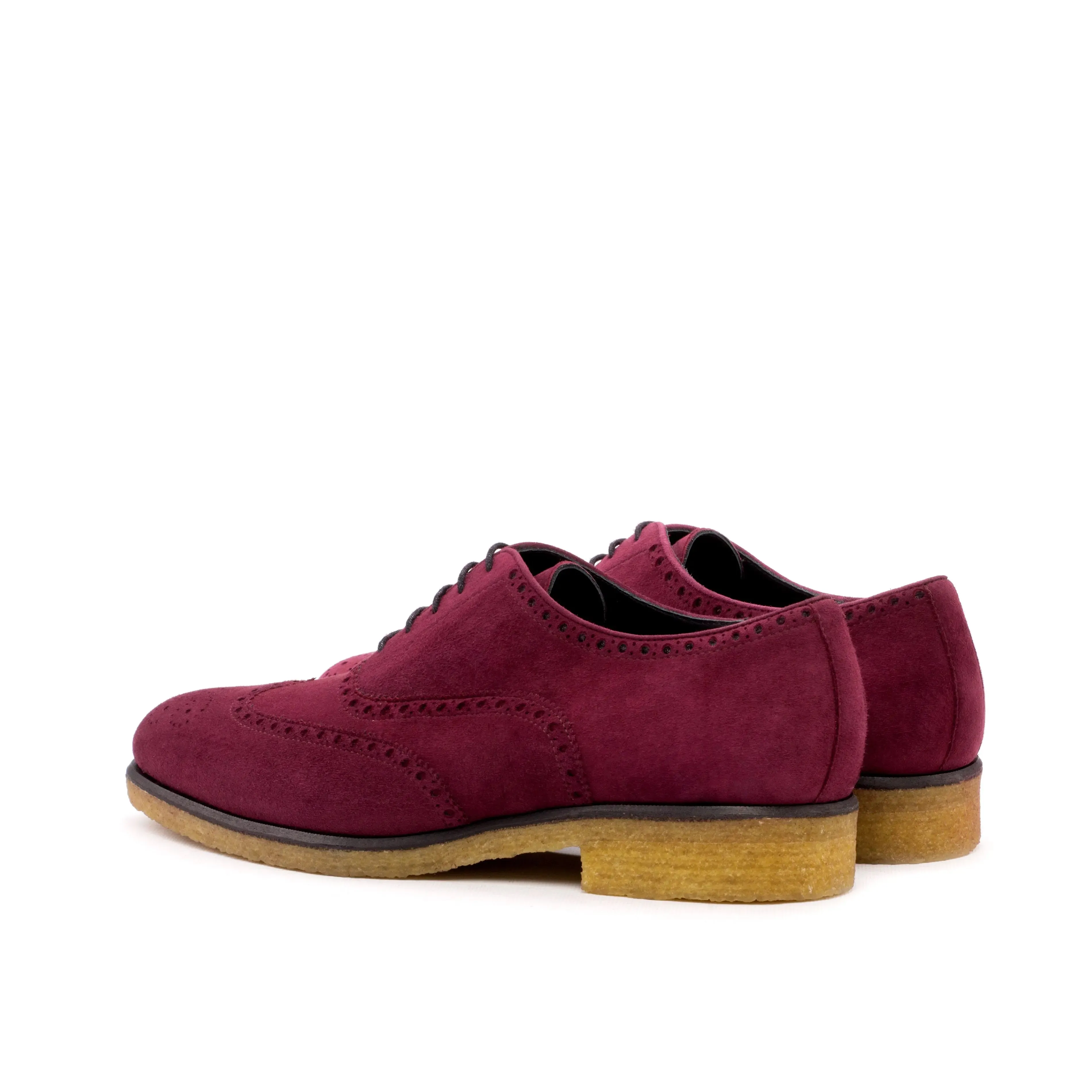 DapperFam Aeron in Wine Men's Italian Suede Full Brogue