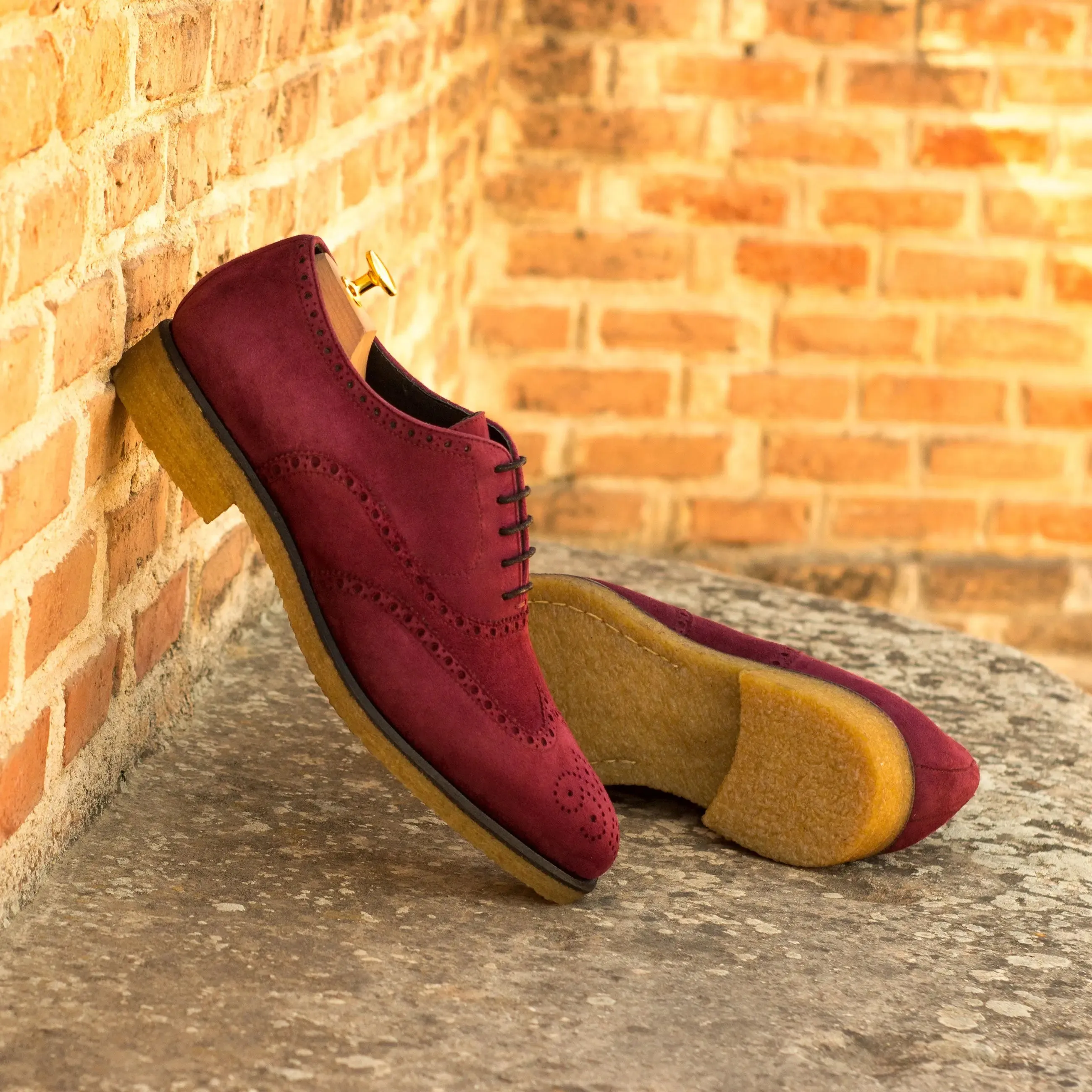 DapperFam Aeron in Wine Men's Italian Suede Full Brogue