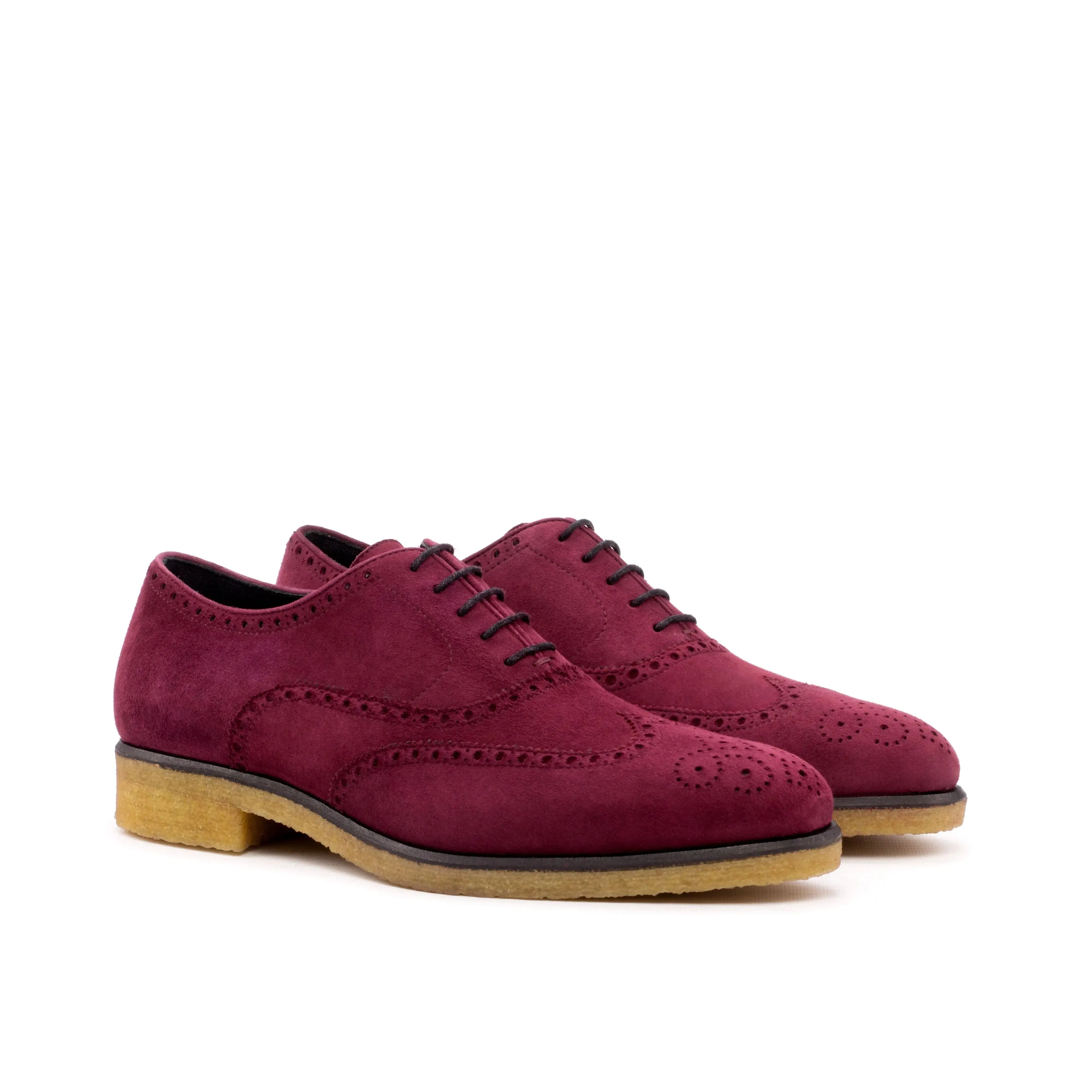 DapperFam Aeron in Wine Men's Italian Suede Full Brogue