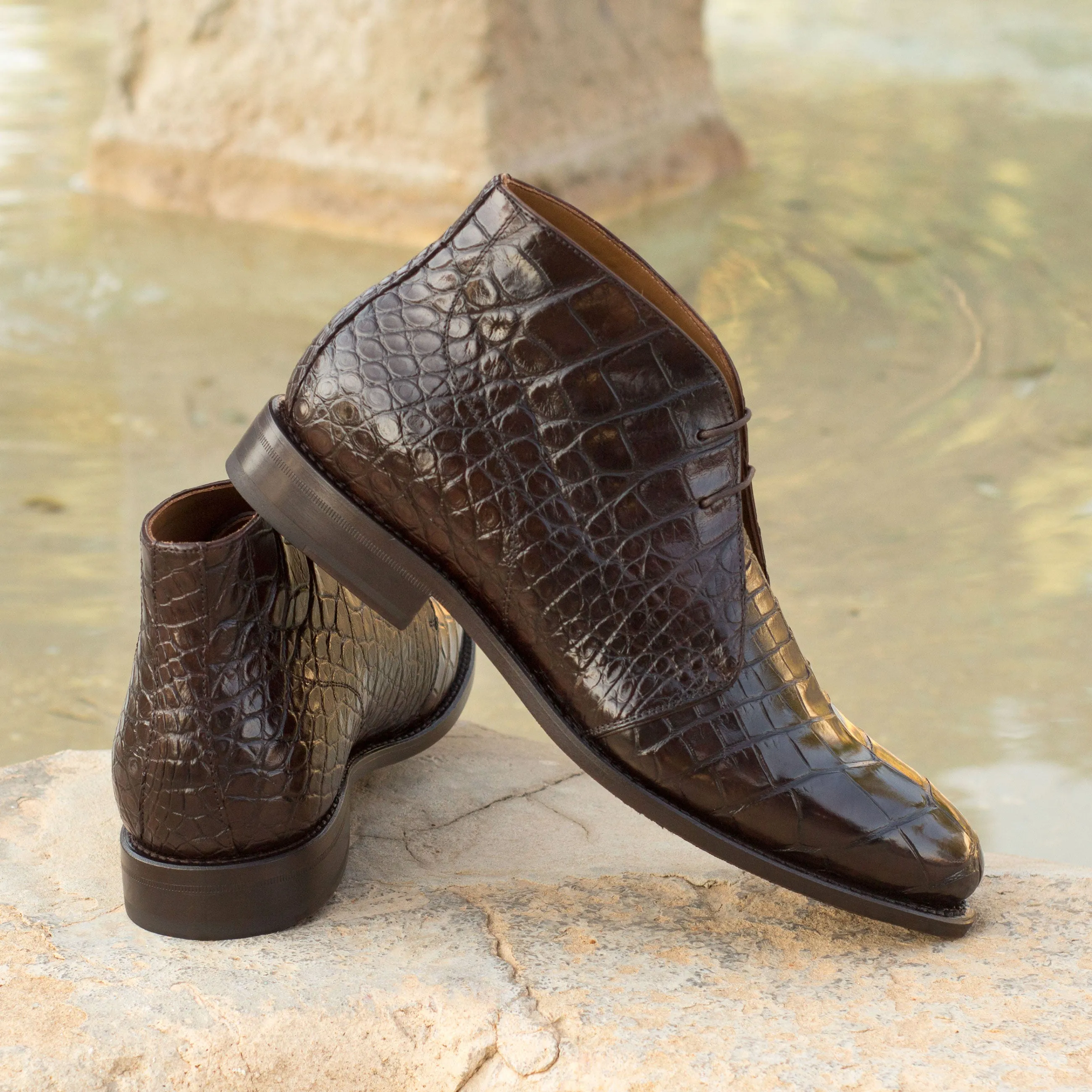 Dark Brown Alligator Chukka Boots