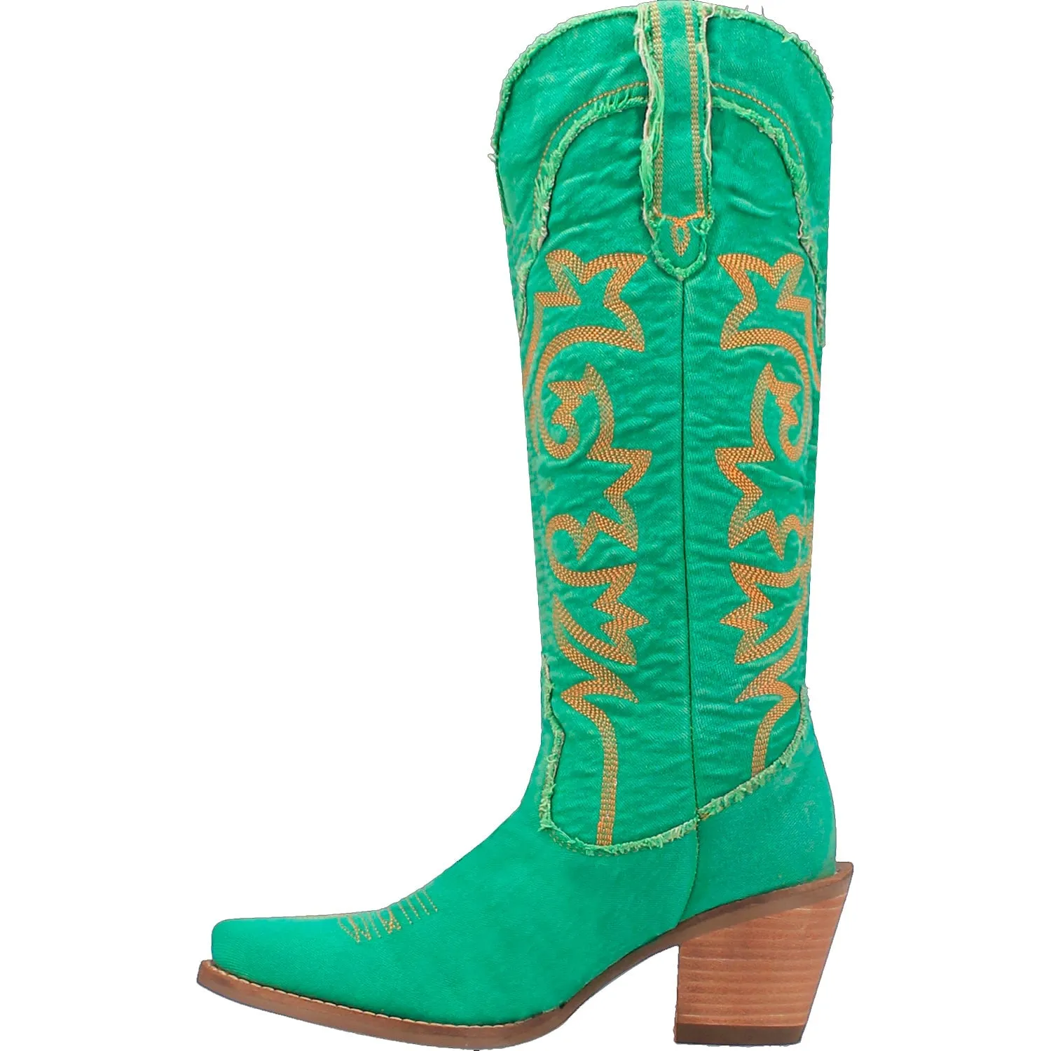 Dingo Womens Texas Tornado Green Denim Fashion Boots