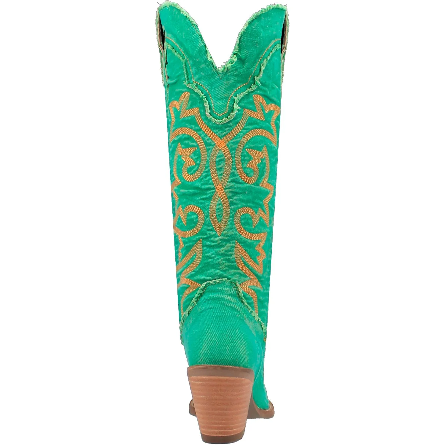 Dingo Womens Texas Tornado Green Denim Fashion Boots