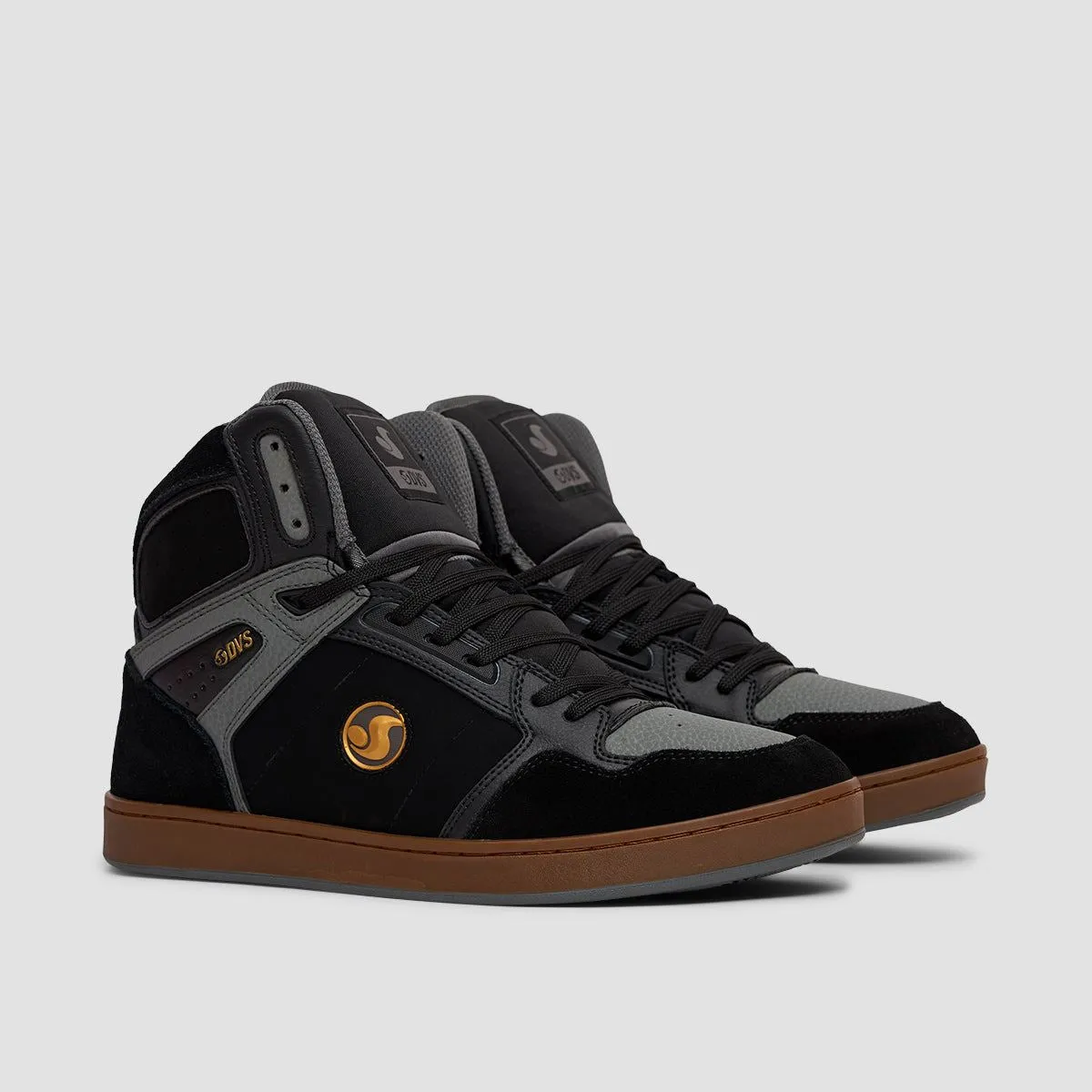 DVS Honcho High Top Shoes - Black/Charcoal/Gold Suede