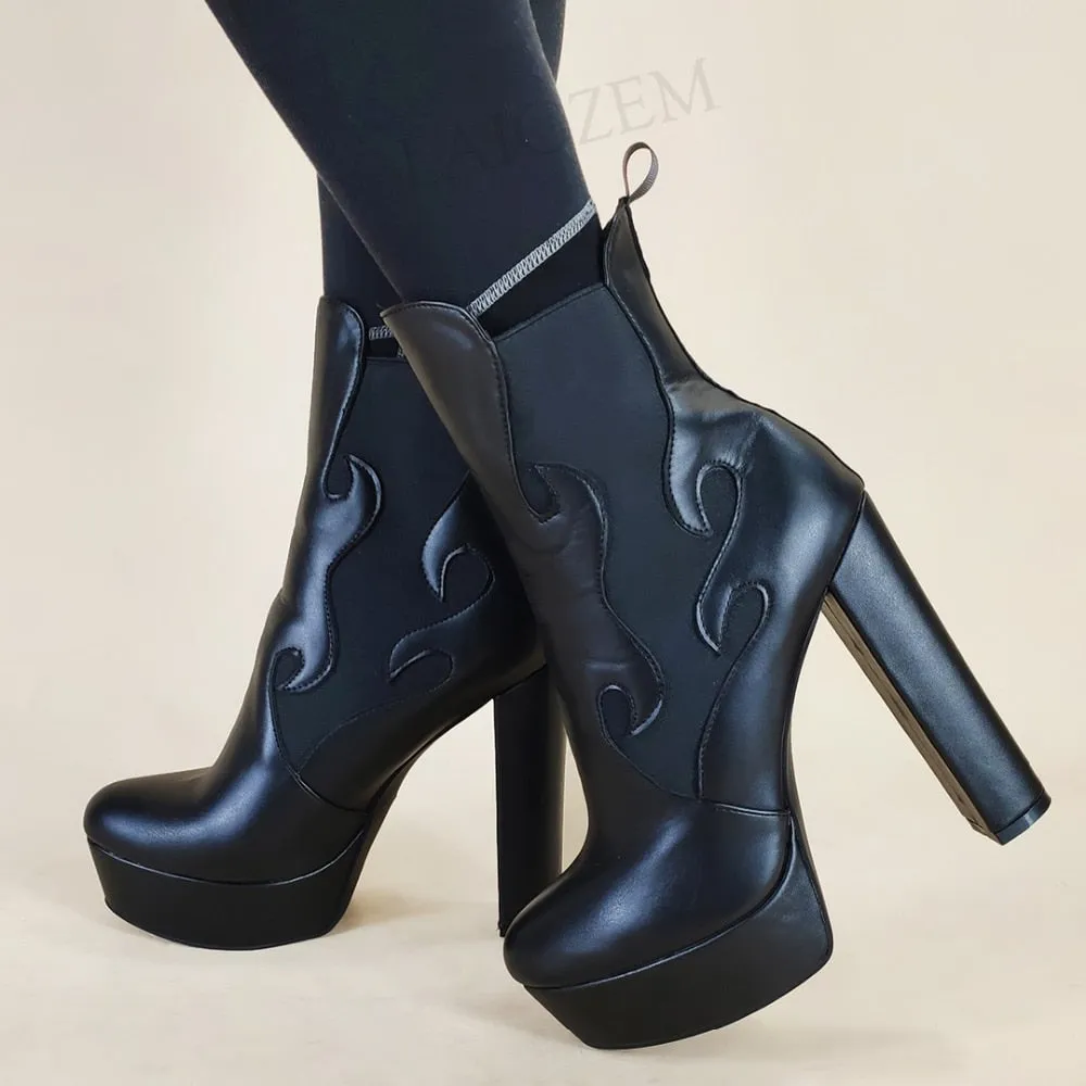 Elastic Band Pull On Ankle Boots