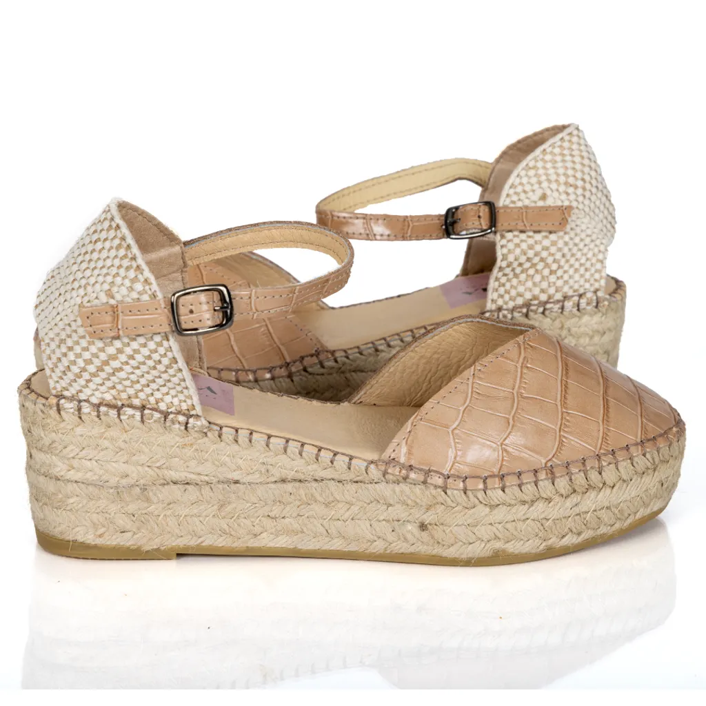 Espadrille Wedges Cap Cana Beige Crocodile