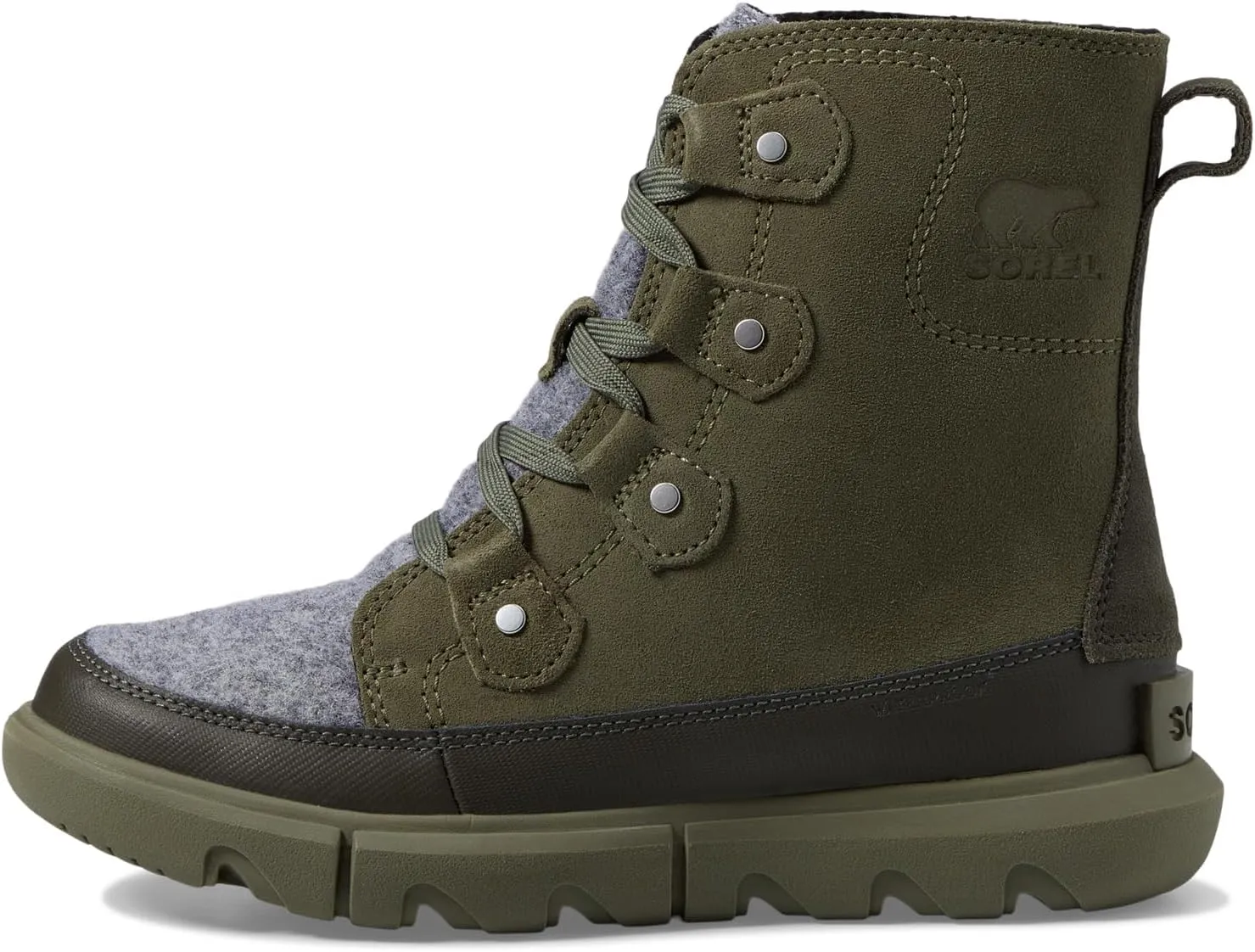 Explorer Next Joan Waterproof SOREL Lace-Up Boot in Stone Green/Alpine Tundra