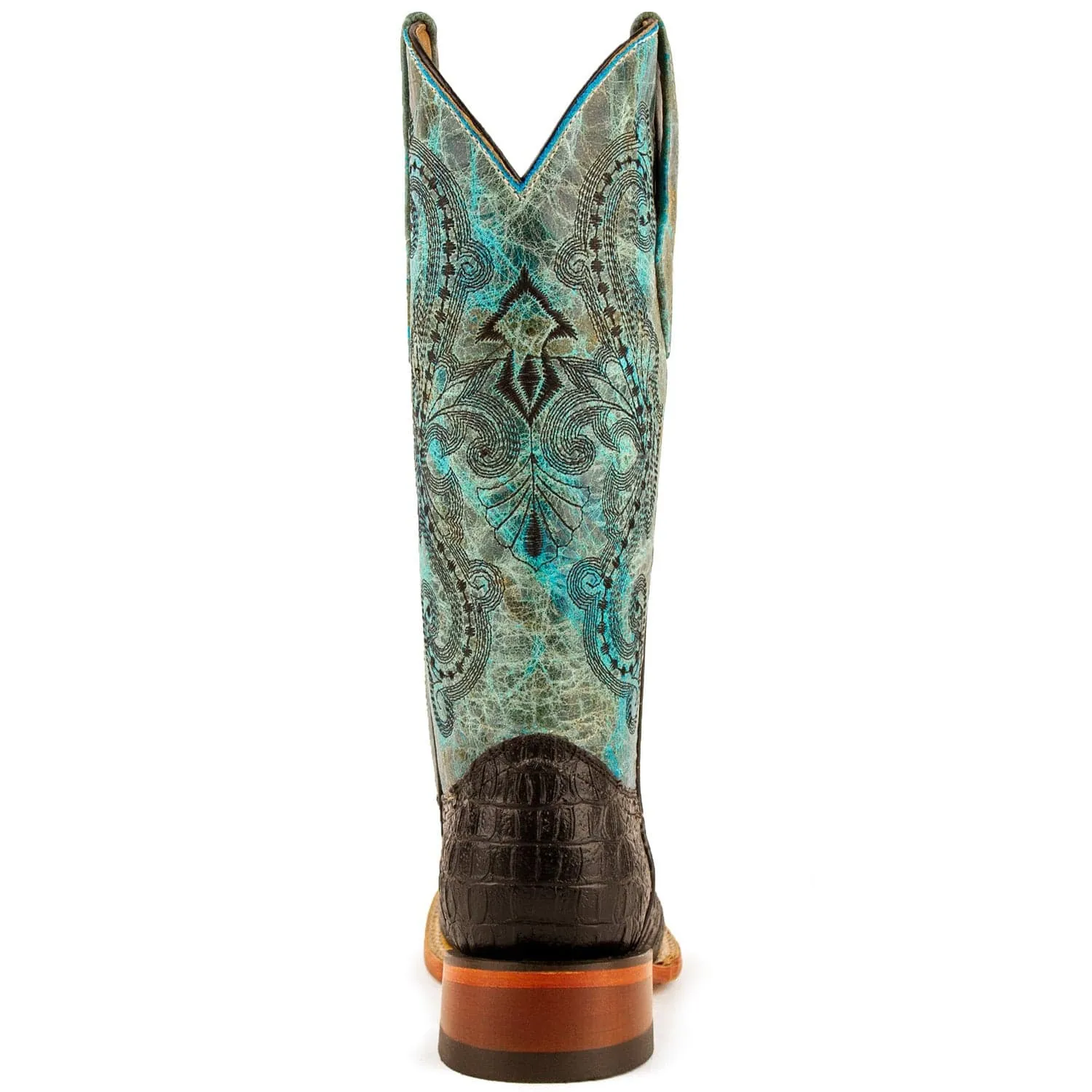 Ferrini Women's Stampede Square Toe Boots Crocodile Print - Black/Teal  9039350