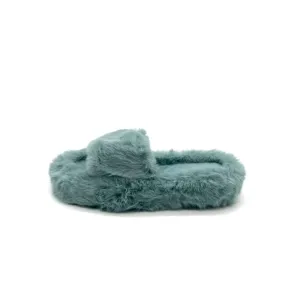 Fluffy Slippers in Sea Blue