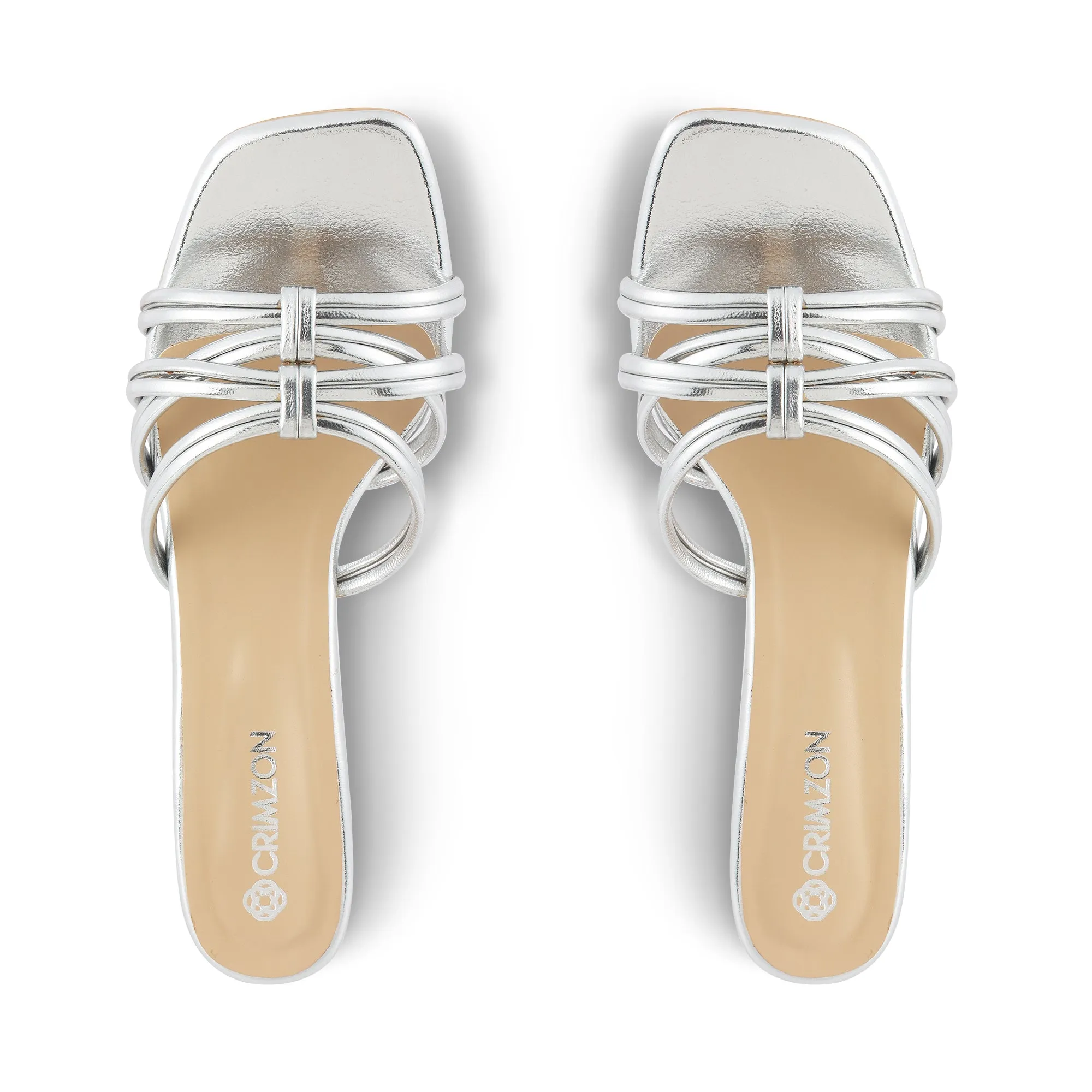 GAUHAR- SILVER BLOCK HEELS