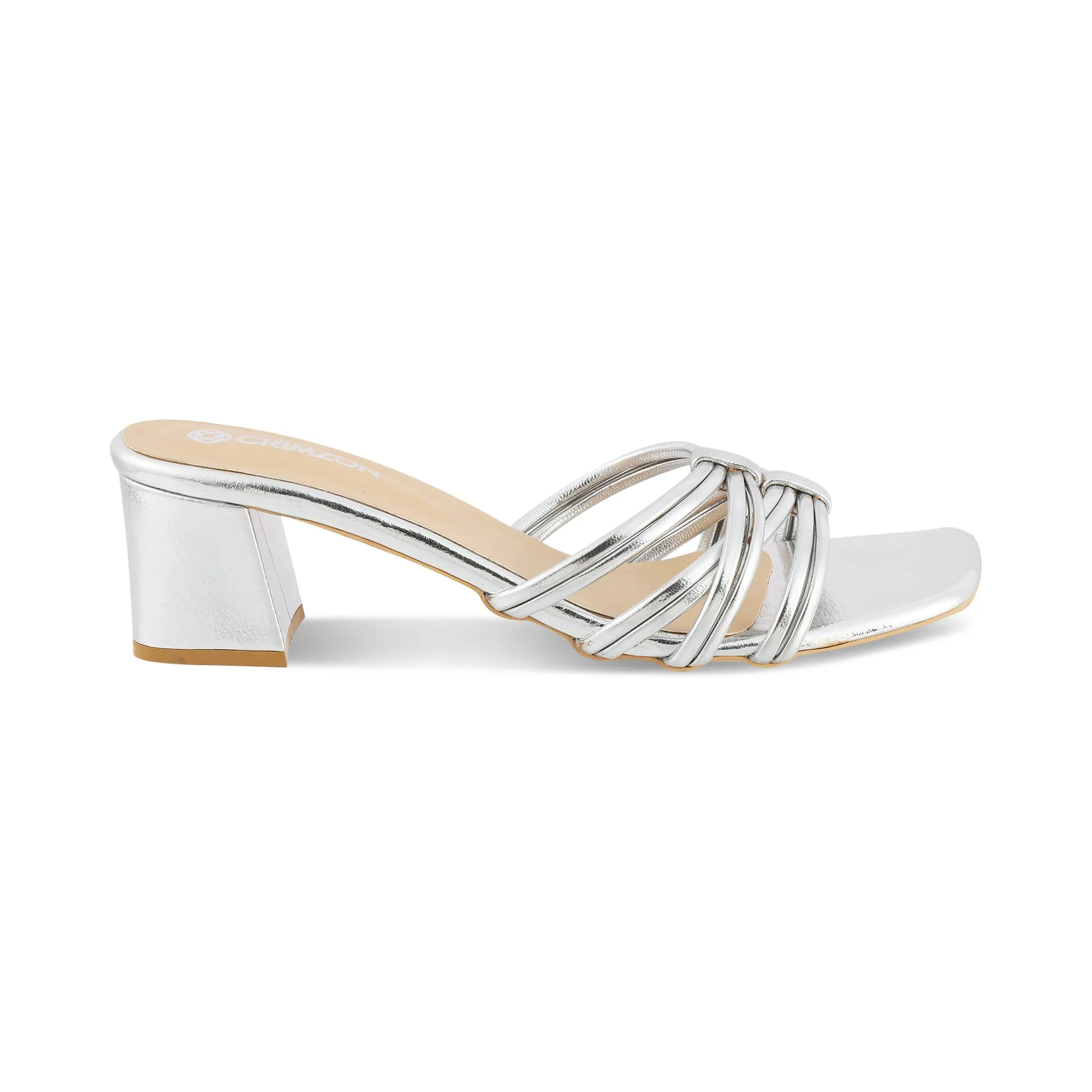 GAUHAR- SILVER BLOCK HEELS