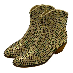 Gold Mardi Gras Cowgirl Boot with Purple, Green, & Gold Gems (Each)