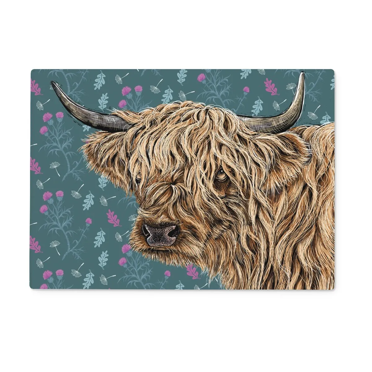 Highland Cow Glass Chopping Board