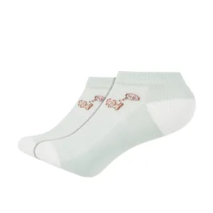 IDENTITY Ladies Mint Green Ankle Length Socks with Cat Pixel Print