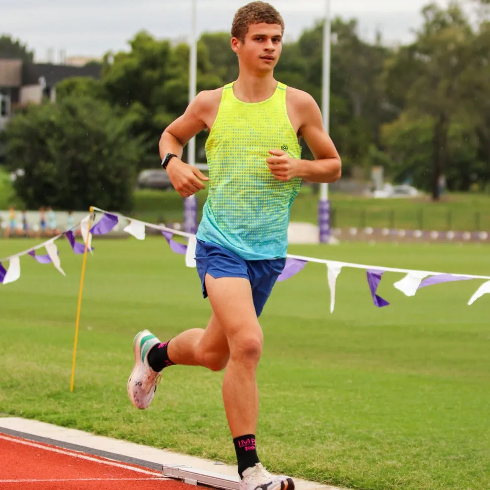 IMPI Boys Race Back Singlet - Aqua/Yellow