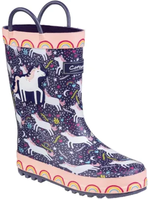 Kids Sprinkle Junior Wellington Boots Purple/Pink & White