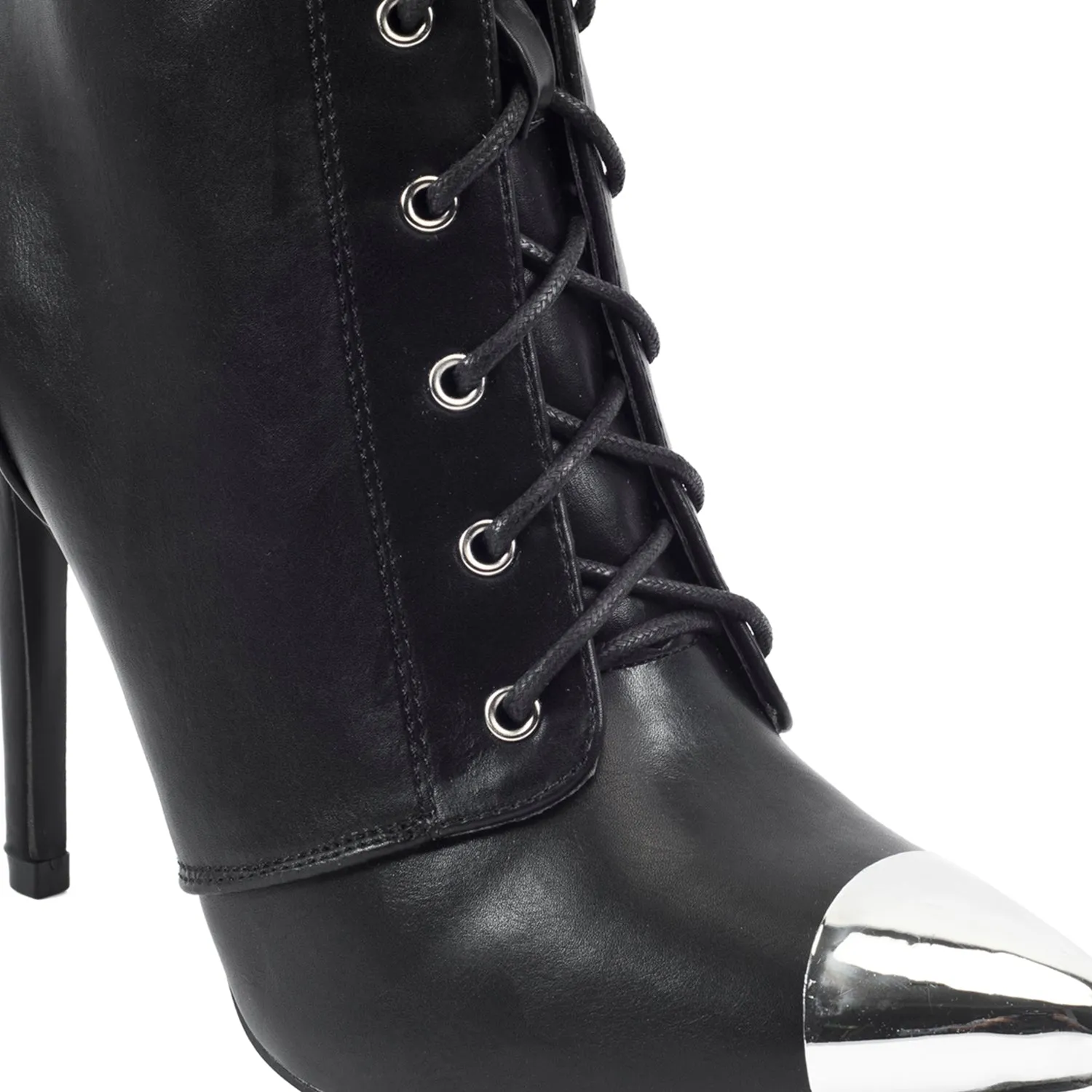 Lace Up Detail Stiletto Ankle Boots