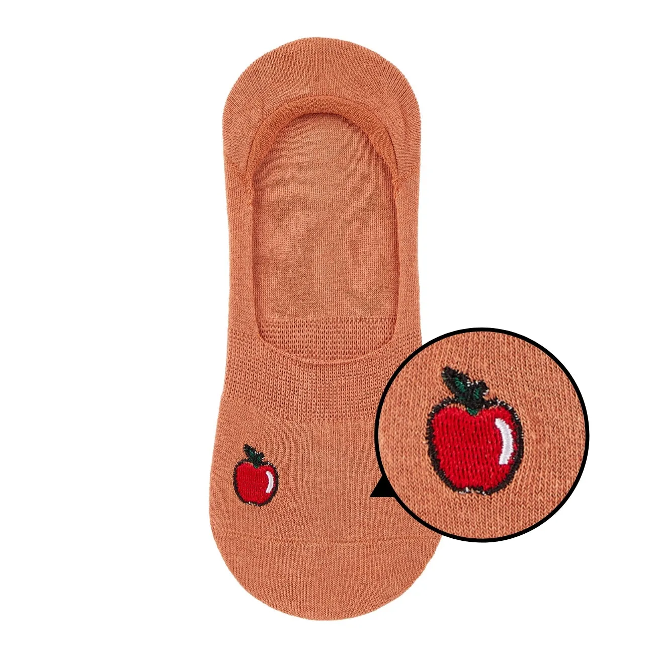 Ladies Colored Invisible Boat Socks with Fruit Patch