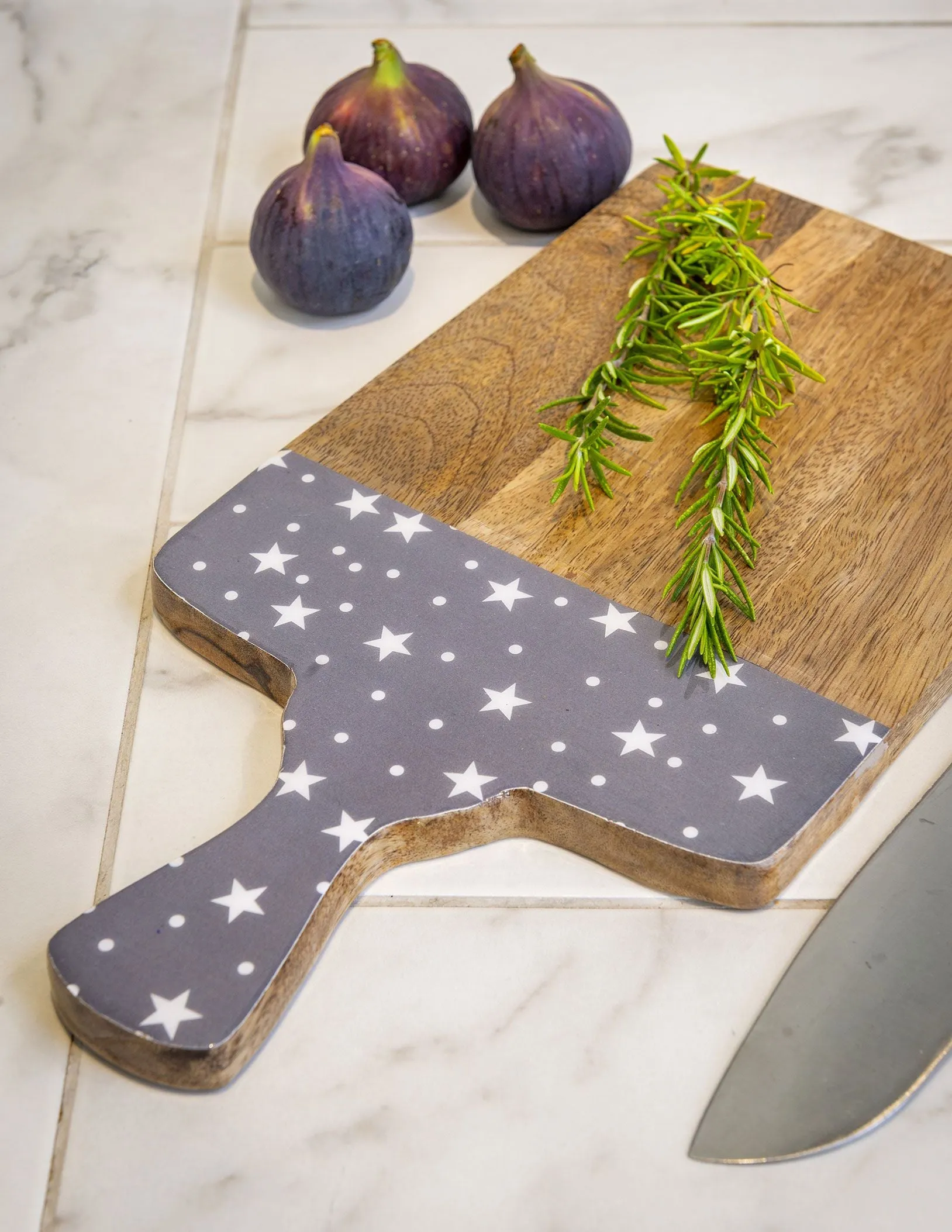 Large Enamel Stars Wooden Serving Board