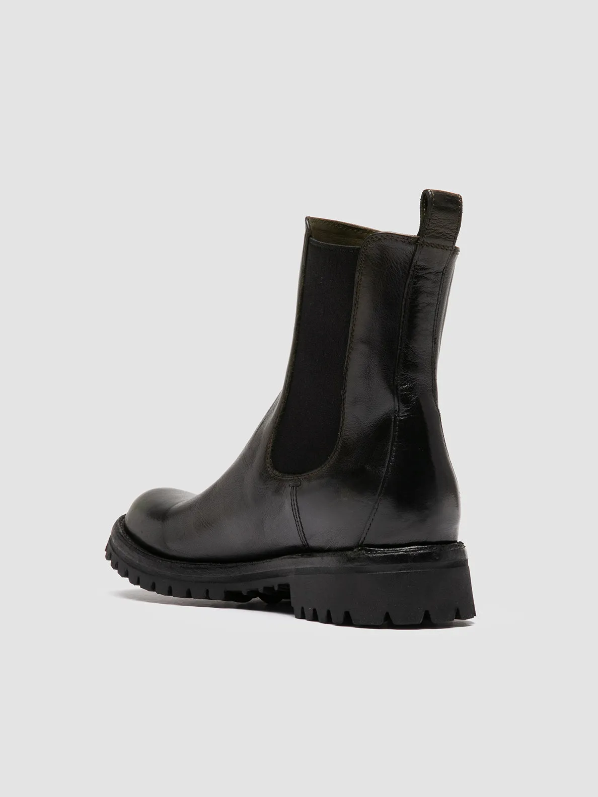 LORAINE 004 - Dark Green Leather Chelsea Boots