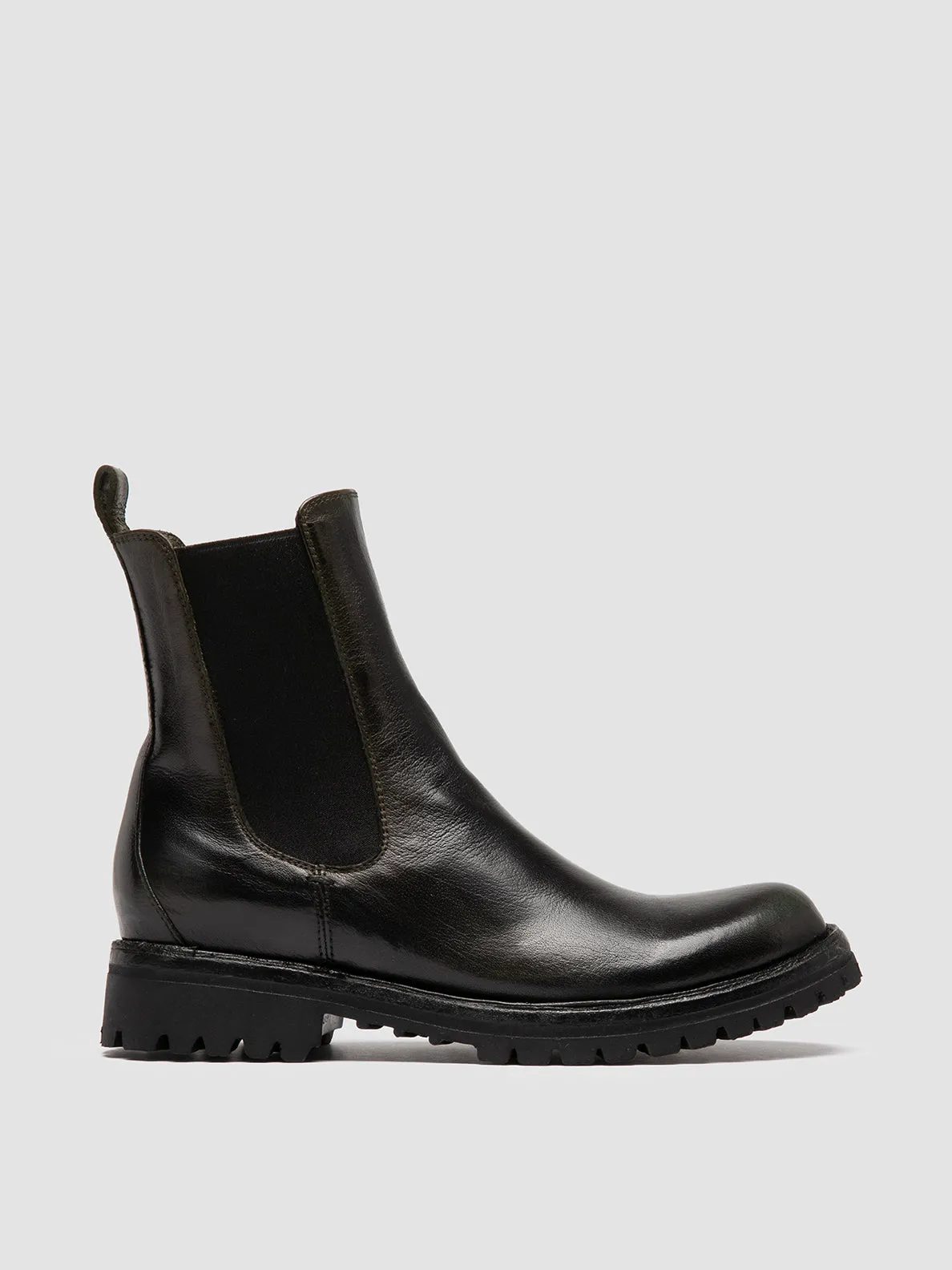 LORAINE 004 - Dark Green Leather Chelsea Boots