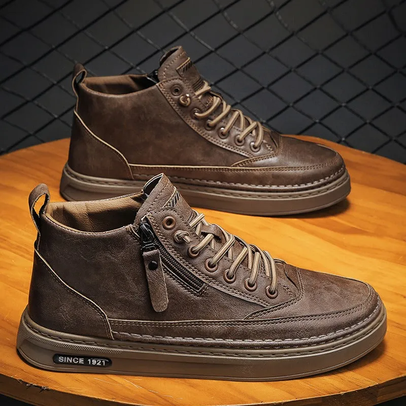 Martin Boots | High Top Casual Board Shoes for Men | Versatile Black Workwear Sports & Casual Boots