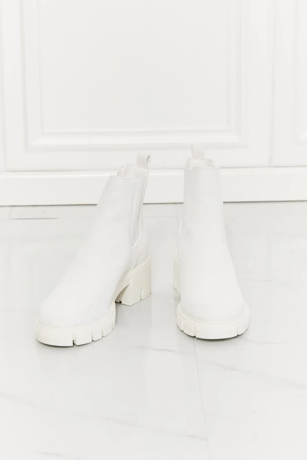 Matte Lug Sole Chelsea Boots in White