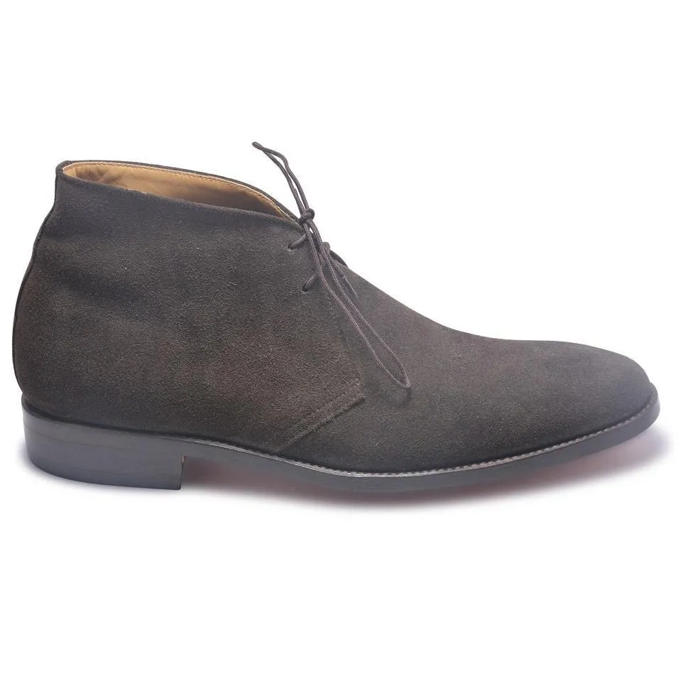 Men Gray Grey Lace Up Suede Chukka Leather Boots