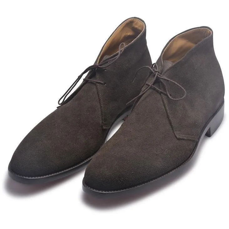 Men Gray Grey Lace Up Suede Chukka Leather Boots