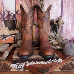 Men's Brown Bison Leather Boots by Abilene   6426