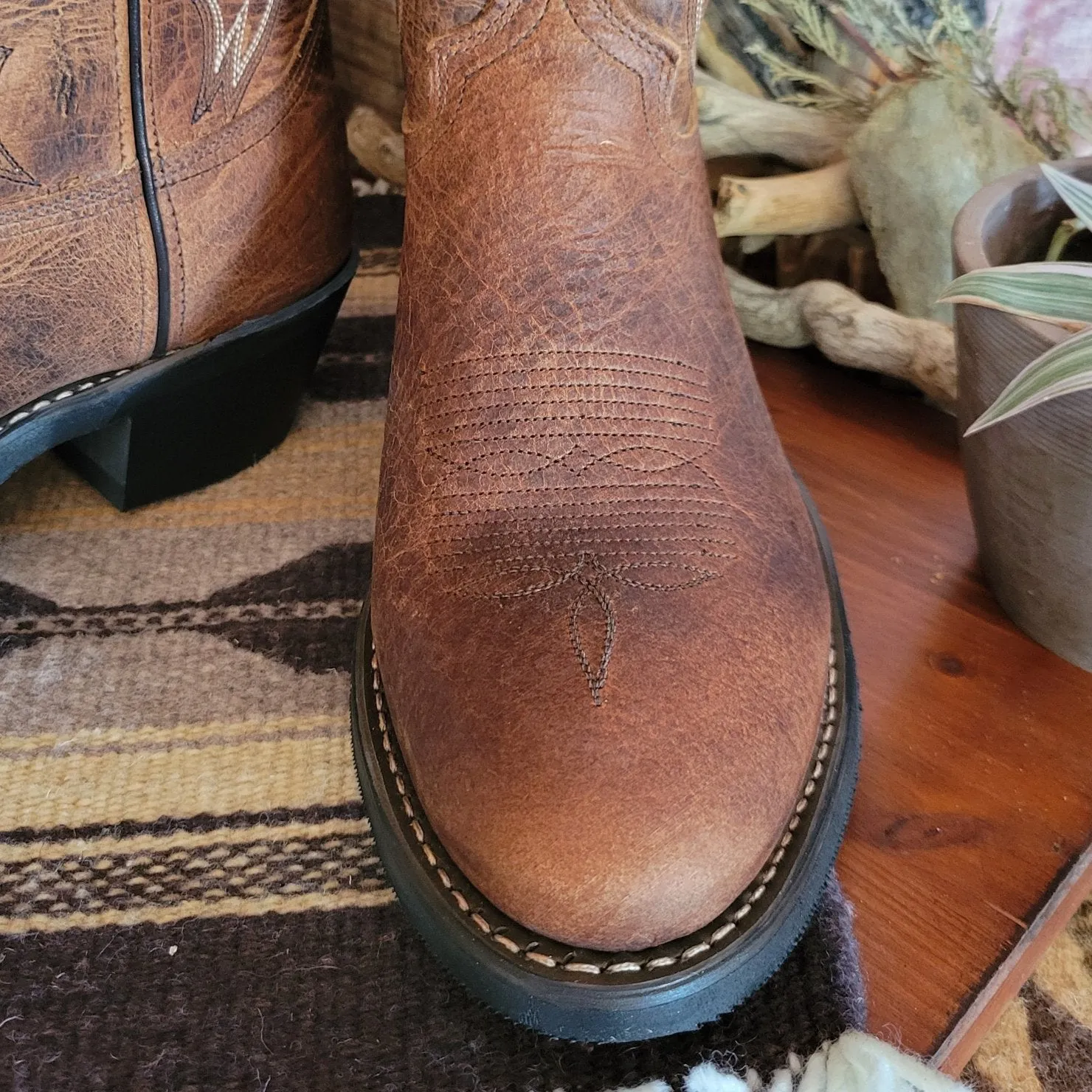 Men's Brown Bison Leather Boots by Abilene   6426