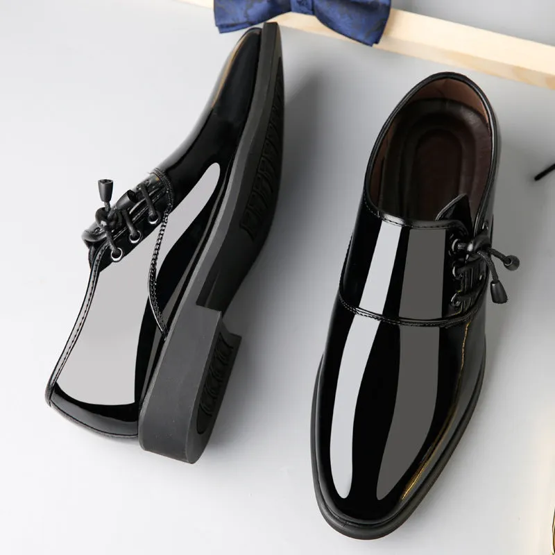 Men's Lace-up almond toe Casual Leather Work Shoes