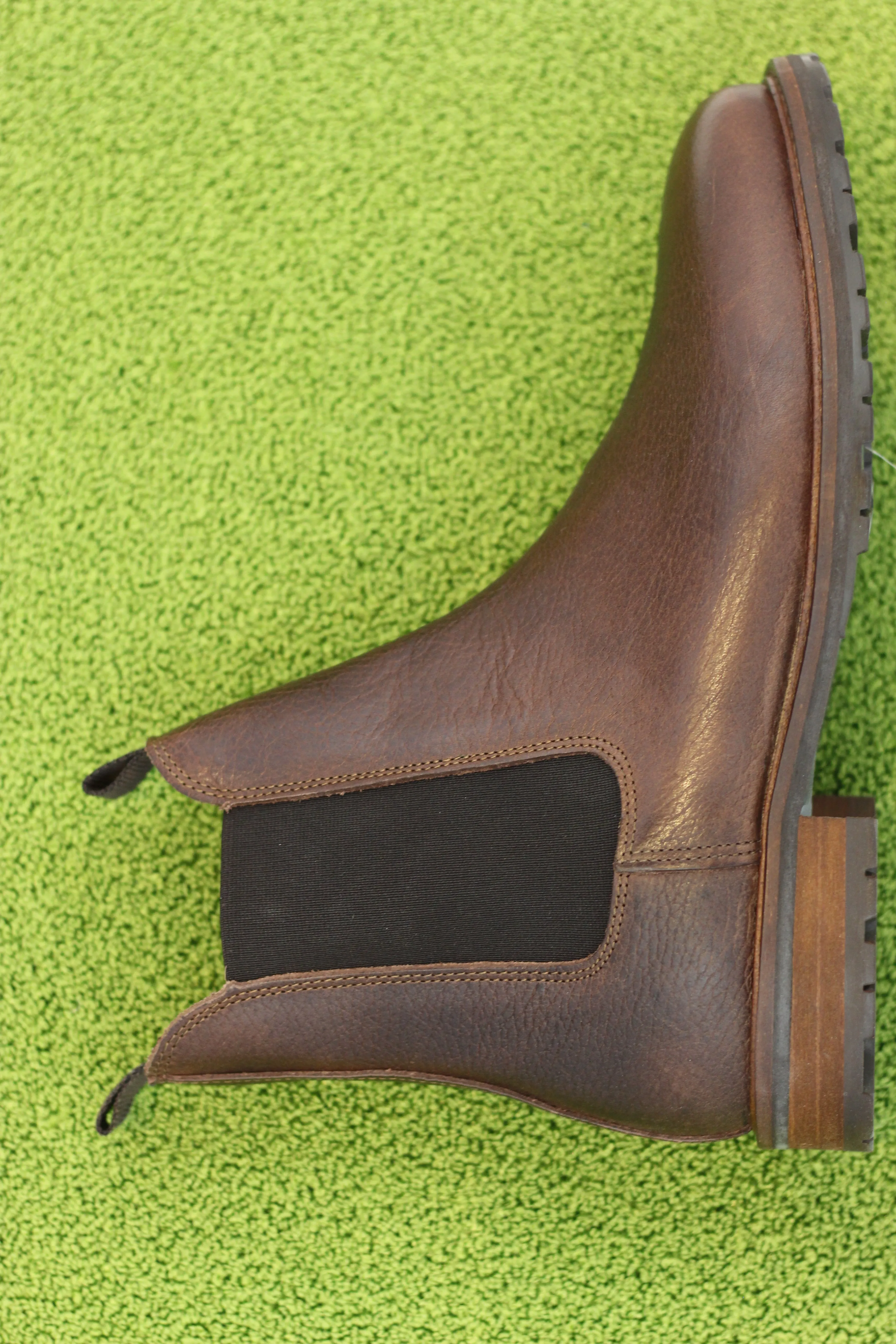 Mens York Chelsea Boot - Brown Leather Side Angle View