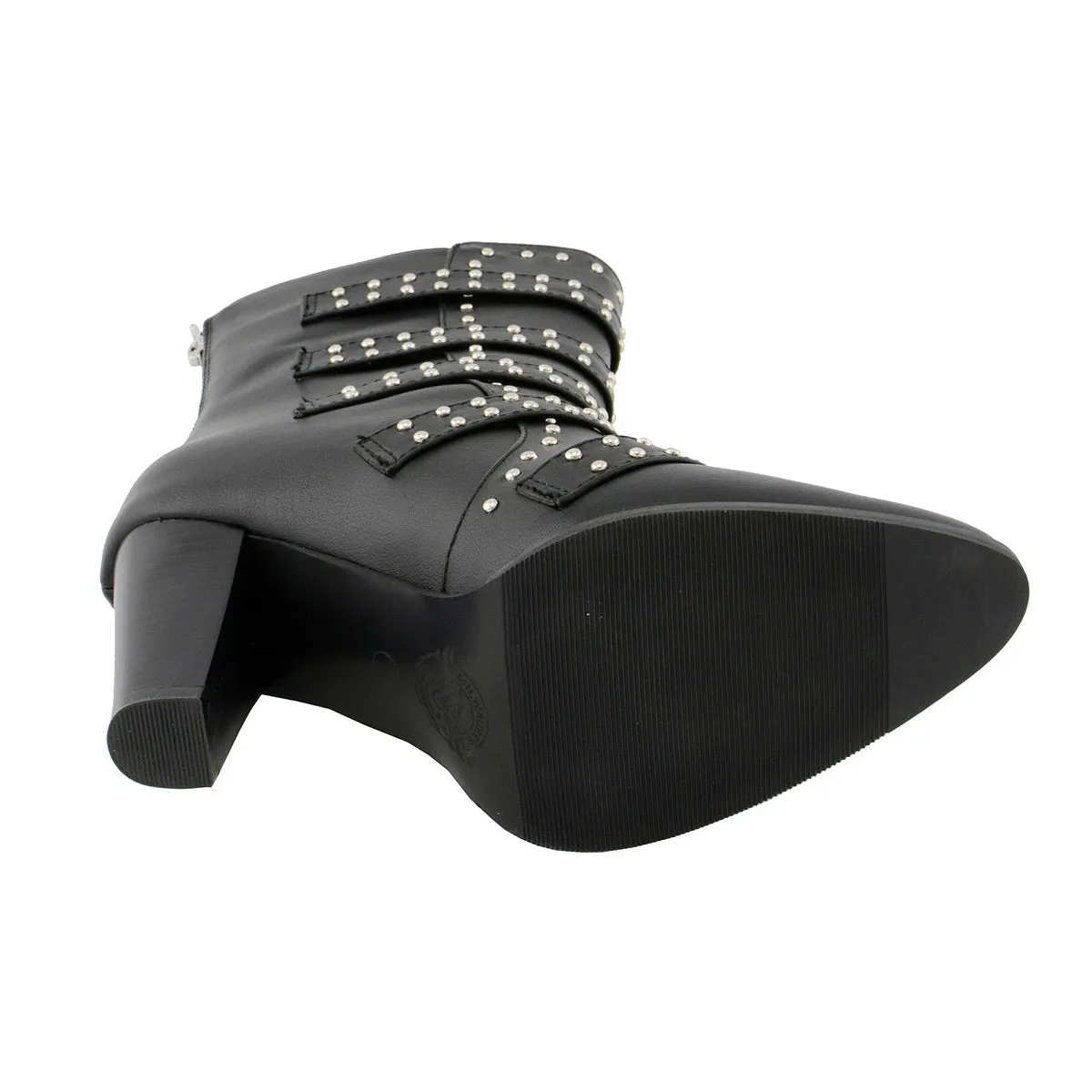 Milwaukee Leather MBL9428 Women's Black Buckle Up Fashion Boots with Studded Bling