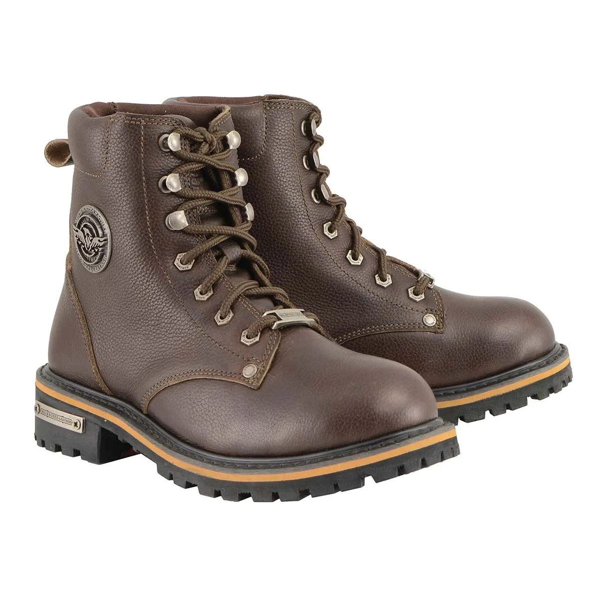 Milwaukee Leather Women's Dark Brown Leather Outdoors Lace-Up Boots for Bikers Casual MBL9308