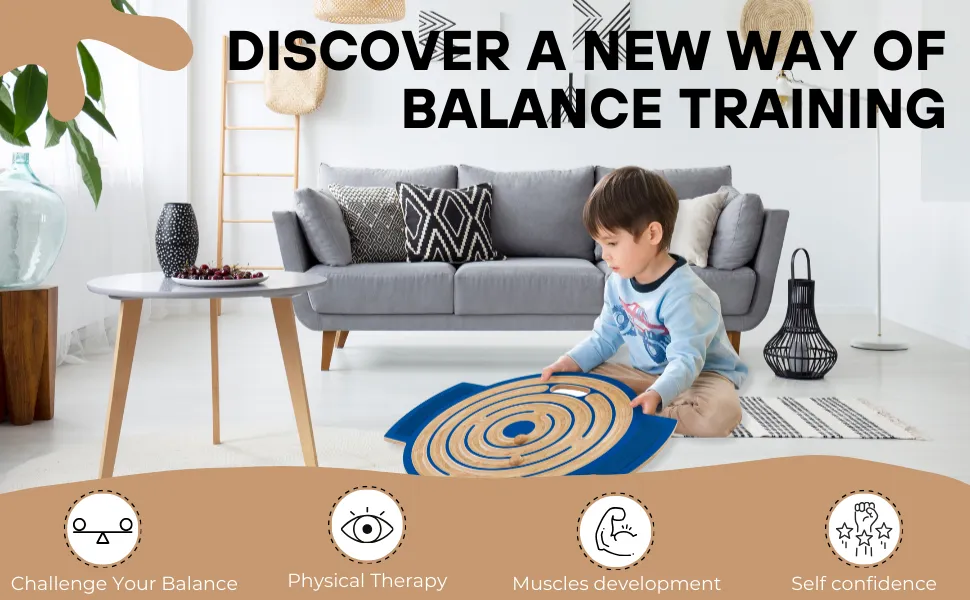 Mindful Moves: TippyToe Eco-Friendly Wooden Labyrinth Balance Board - A Creative Journey of Coordination & Puzzle-Solving for Ages 4-14