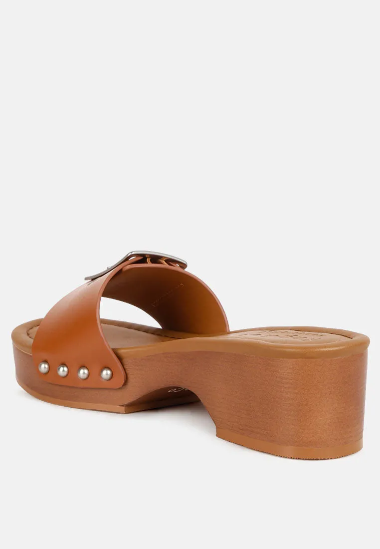 Mindy Buckle Strap Leather Slip Ons