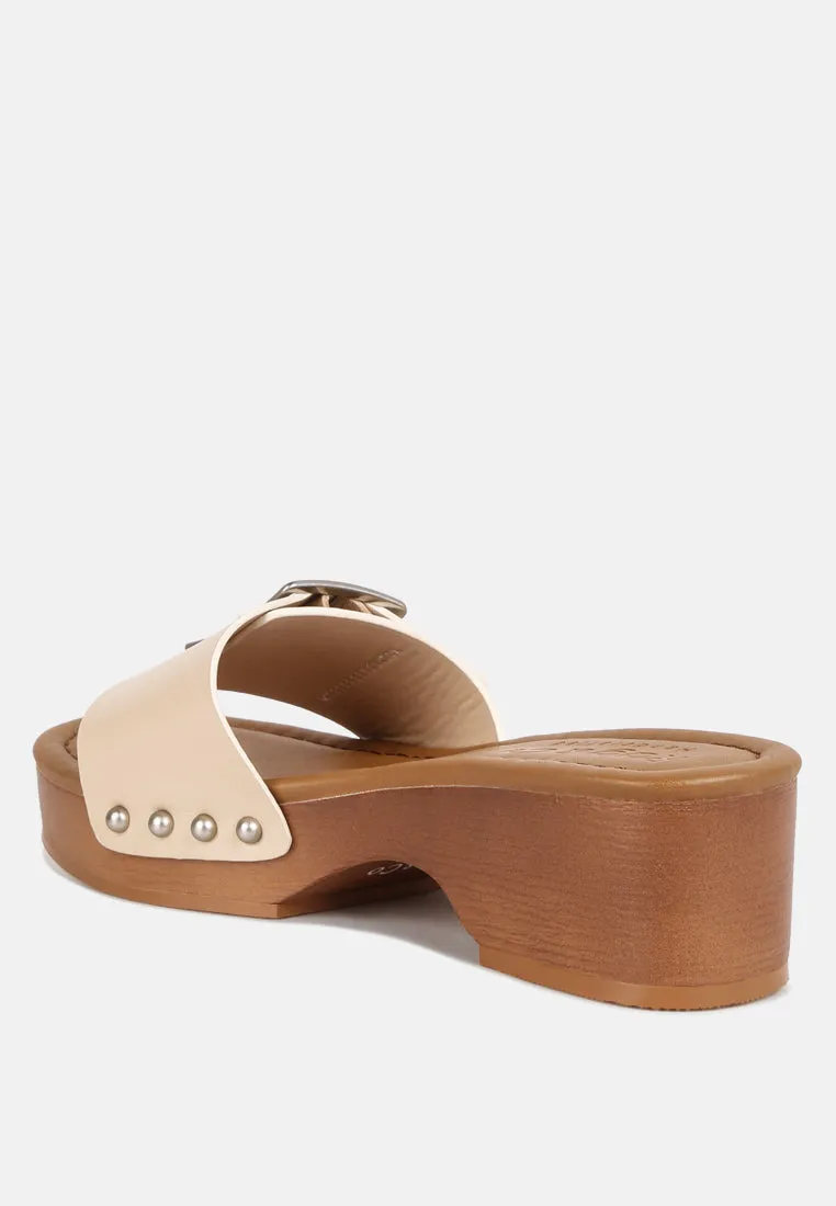 Mindy Buckle Strap Leather Slip Ons