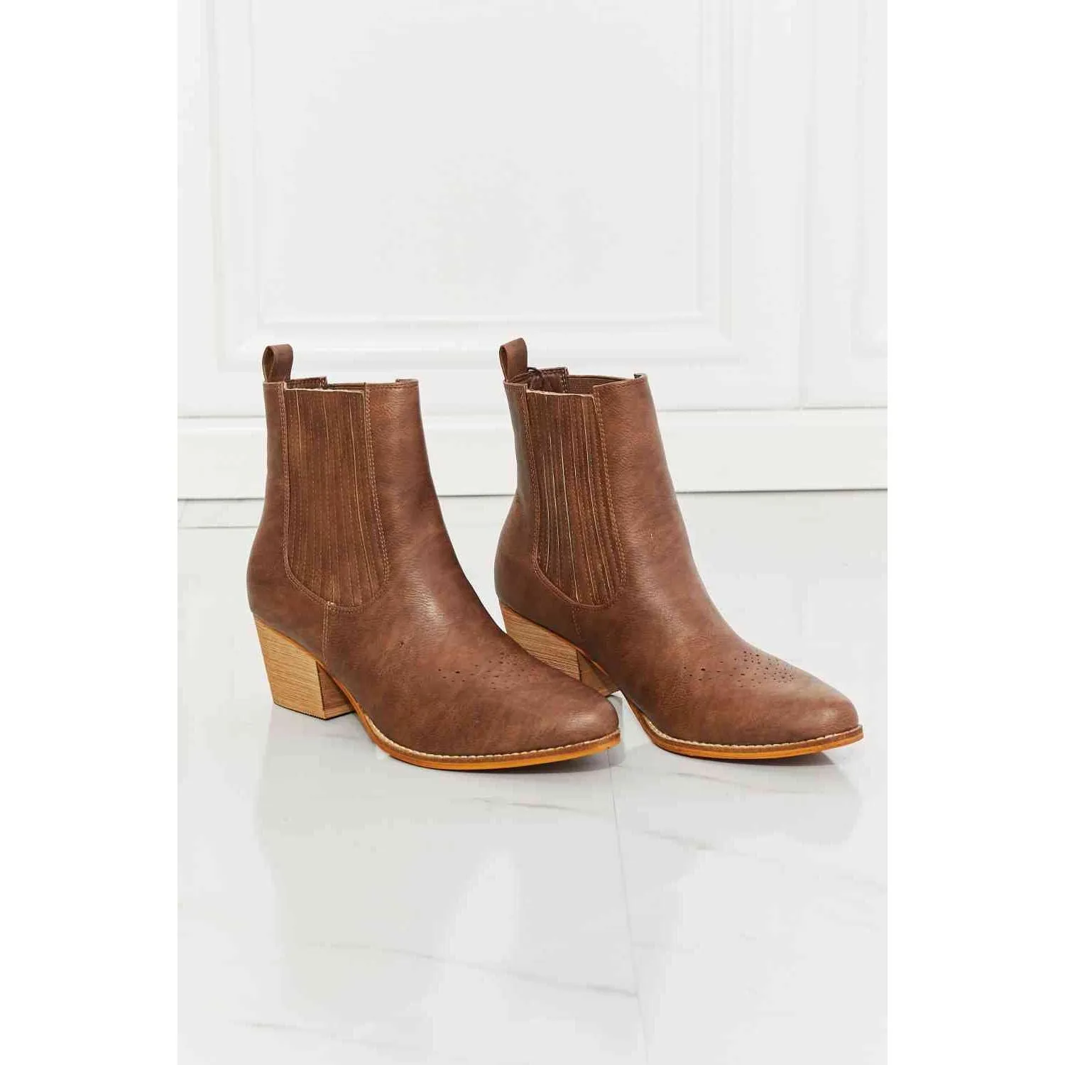 MMShoes Love the Journey Stacked Heel Chelsea Boot in Chestnut