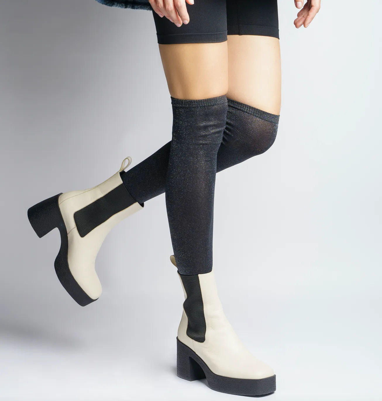 Momo Off White Leather Chelsea Boots