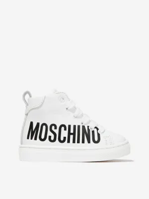 Moschino Kids Leather Maxi Logo High Top Trainers