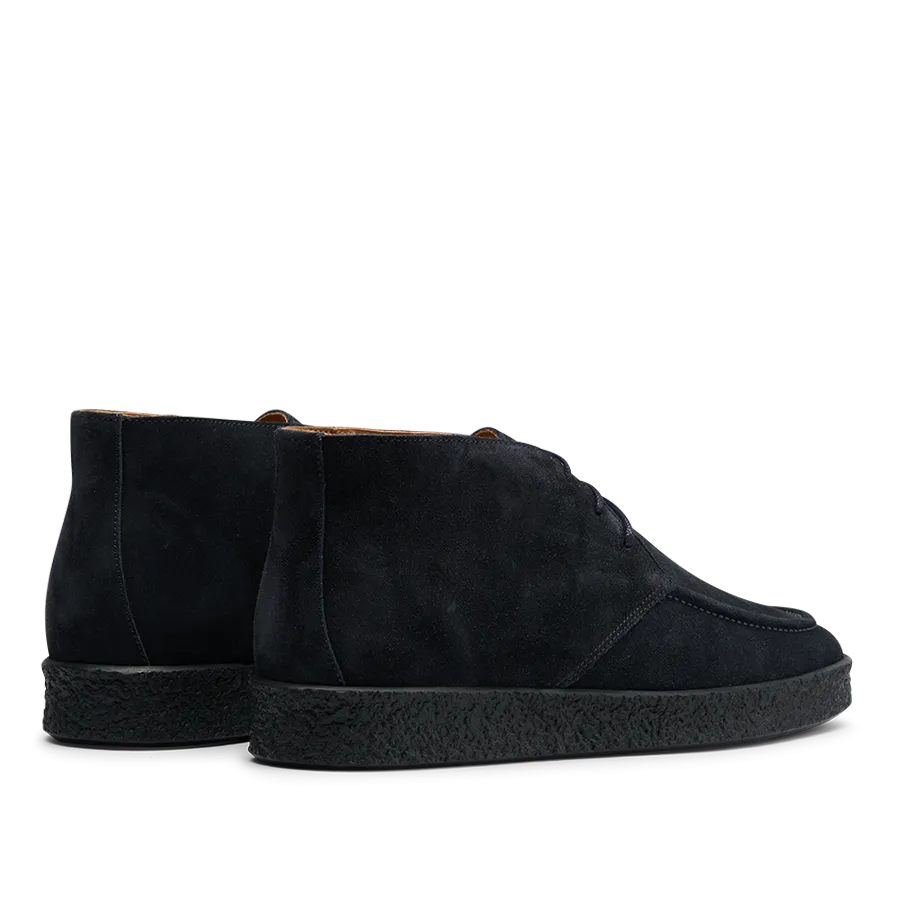 Navy Blue Suede Leather Plana Boots