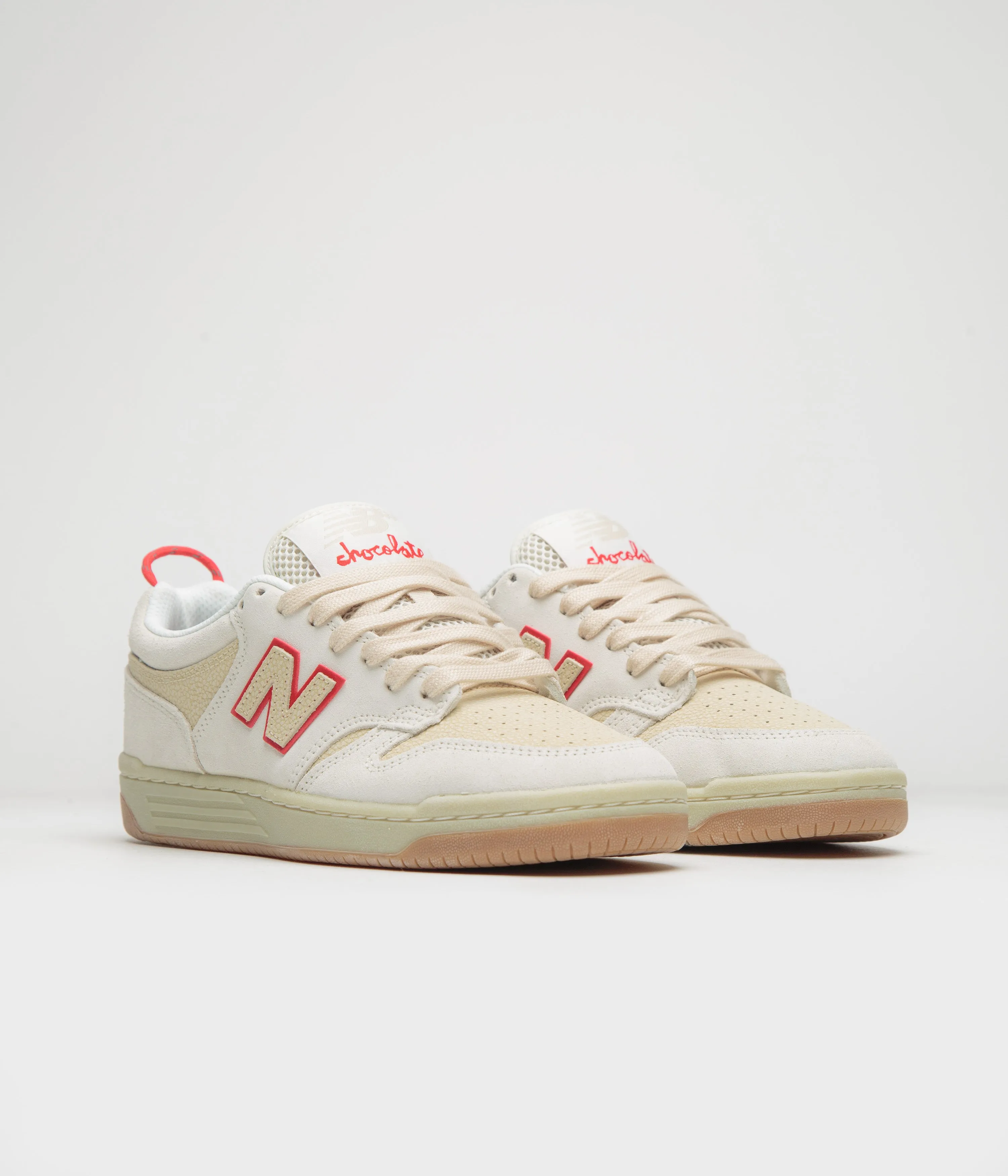 New Balance Numeric x Chocolate Skateboards 480 Shoes - Sea Salt / Red